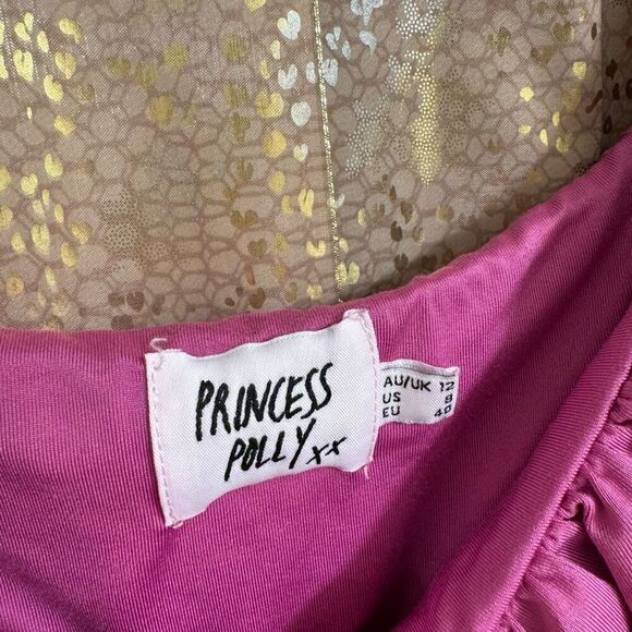 Princess Polly Magenta Pink Square Neck Puff Long Sleeve Bodysuit Size 8 - Picture 5 of 7